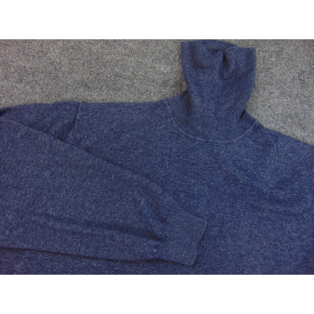 Corneliani Sweater Mens Large Turtleneck Blue Solid Italy‎ Designer FLAW